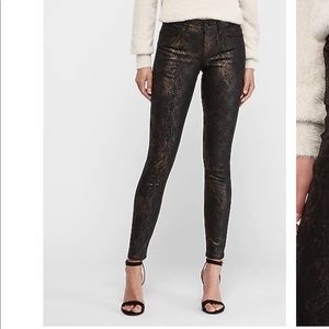 Express Mid Rise Snakeskin Print Ankle Jean